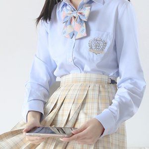 Embroidered long-sleeved thin-cut blouse for ladie